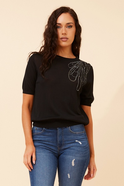 TARAN DIAMANTE KNIT PULLOVER