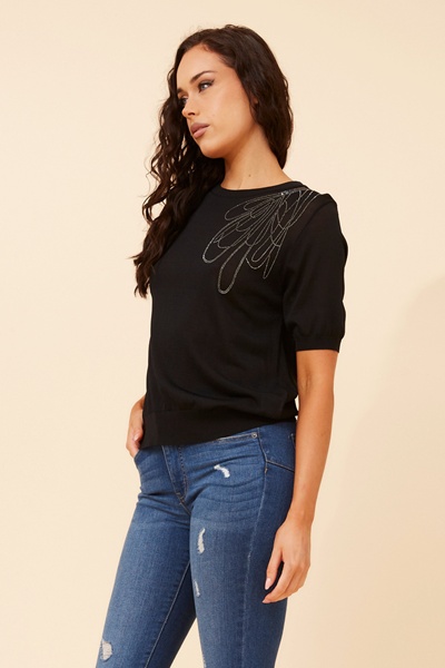 TARAN DIAMANTE KNIT PULLOVER