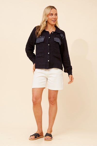 TASSIA PATCHWORK LINEN SHIRT