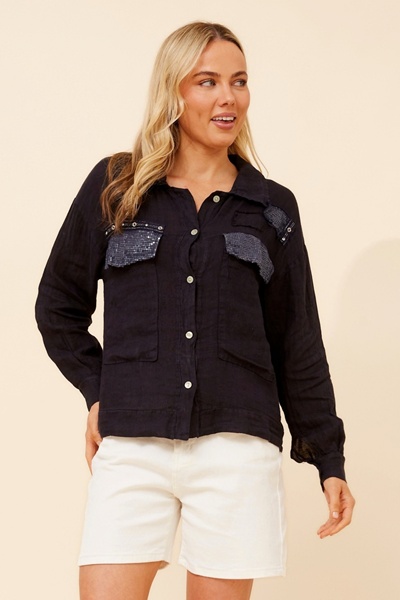 TASSIA PATCHWORK LINEN SHIRT
