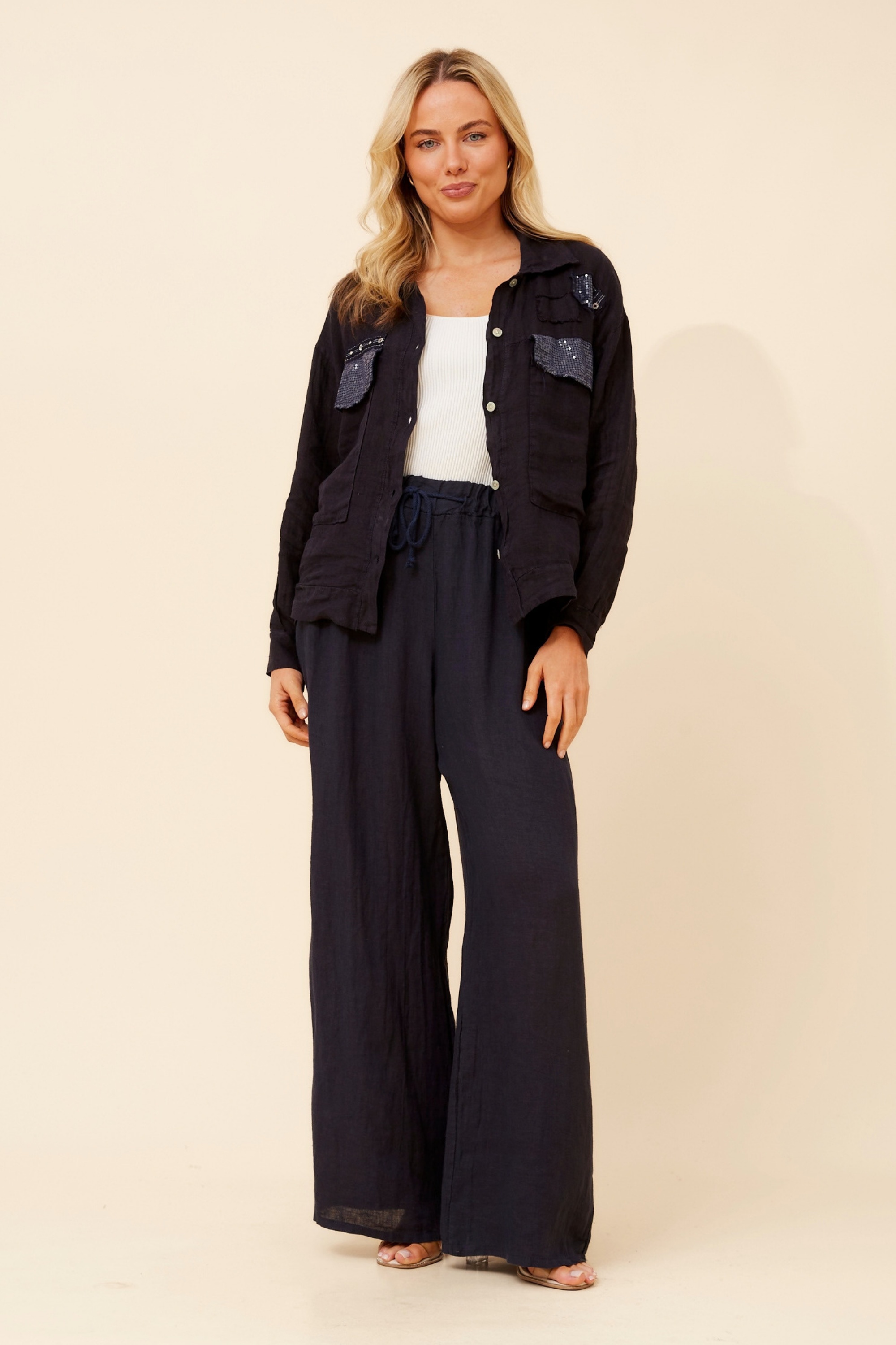 TASSIA PATCHWORK LINEN SHIRT