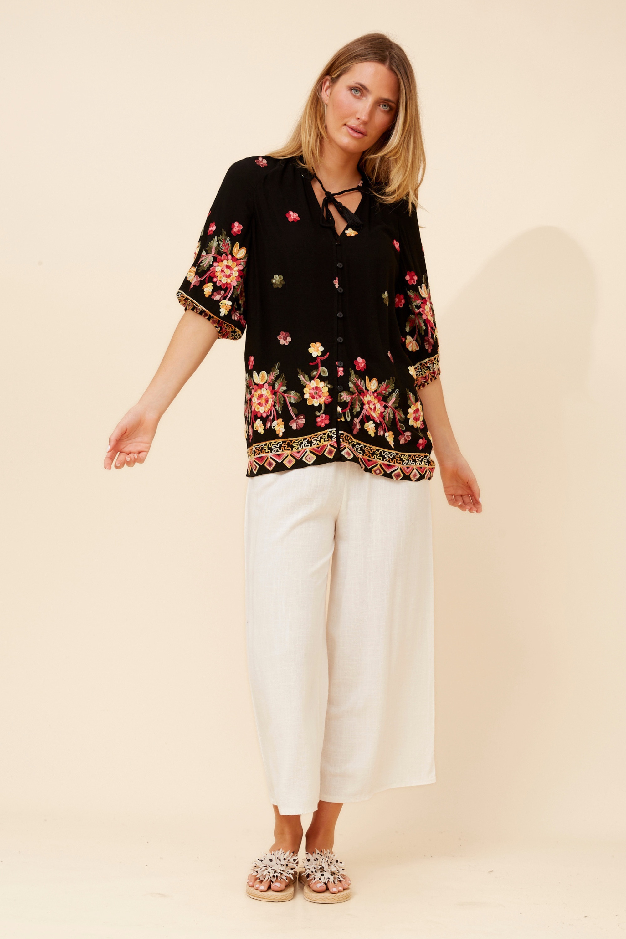 TAYLEN FLORAL EMBROIDERED TOP