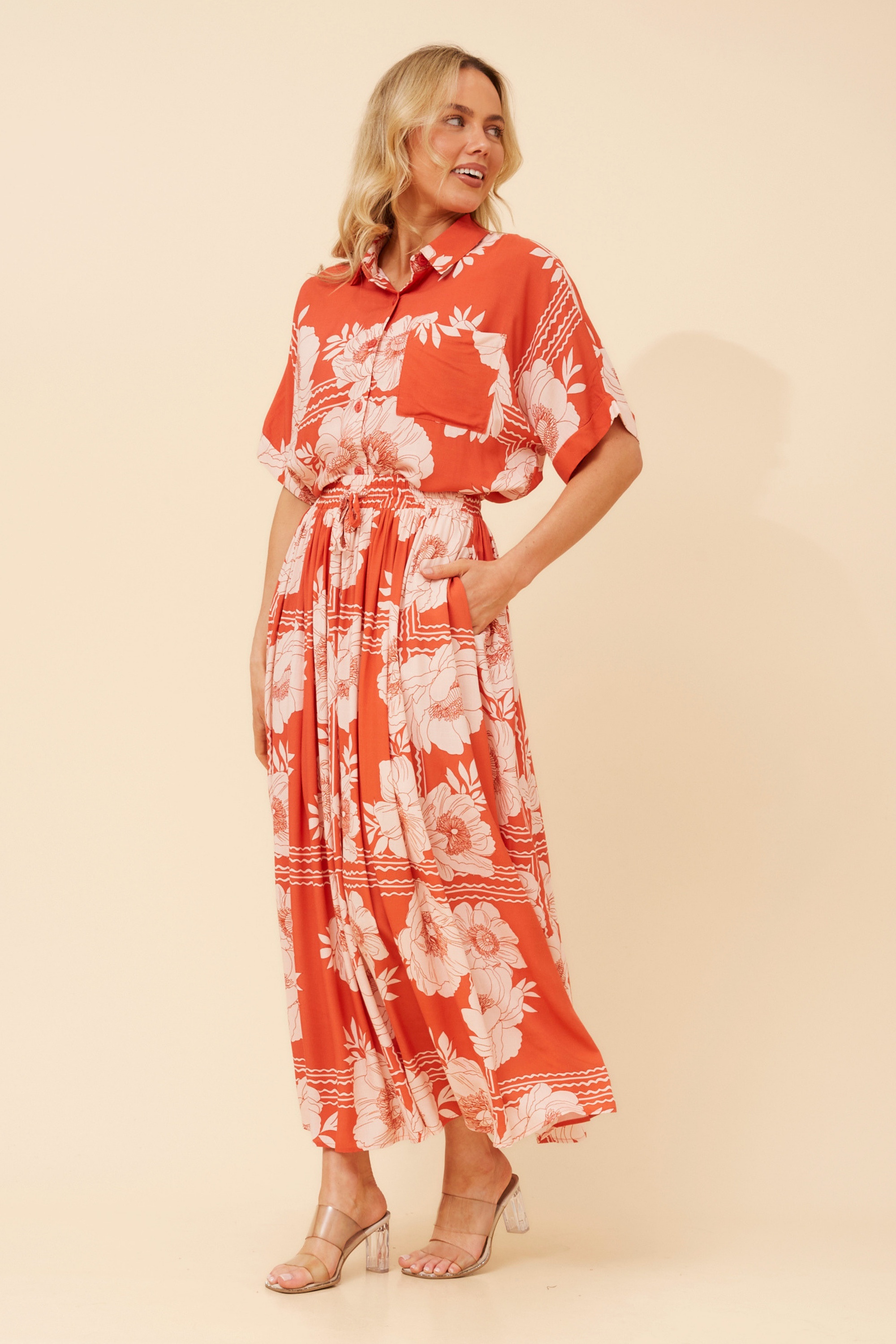 TEE LINEN BLEND MAXI SKIRT