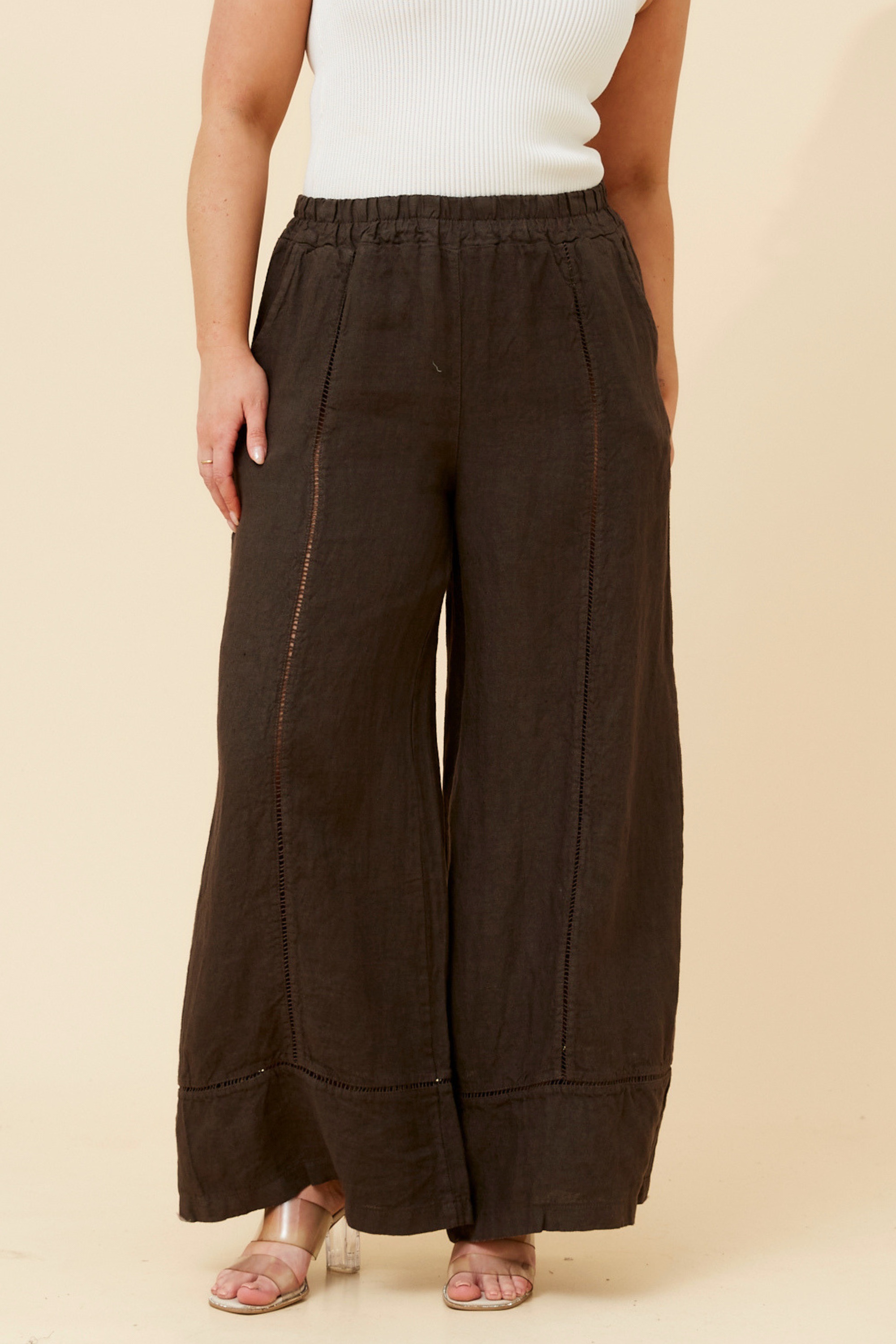 TEODORA LINEN WIDE LEG PANTS