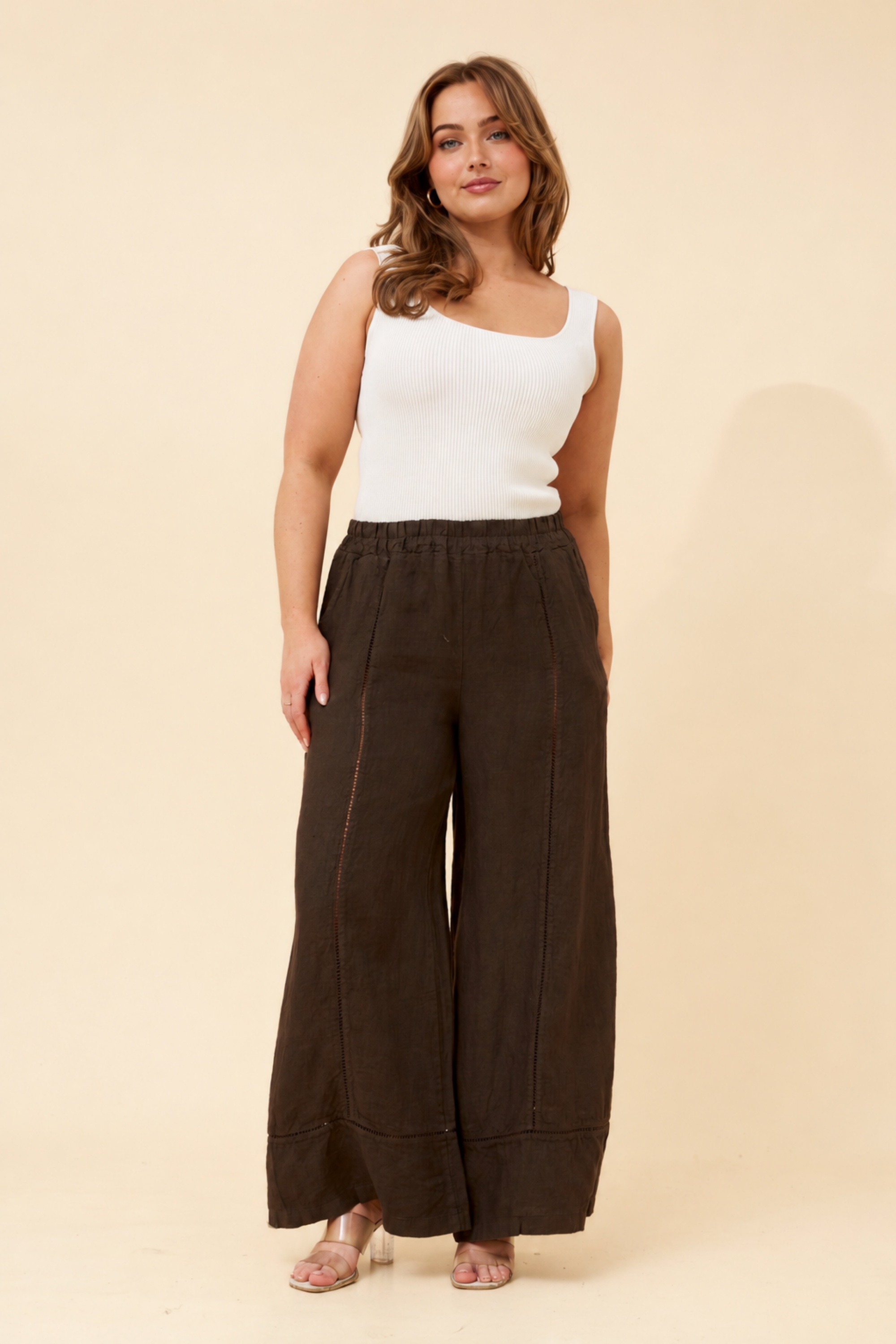 TEODORA LINEN WIDE LEG PANTS