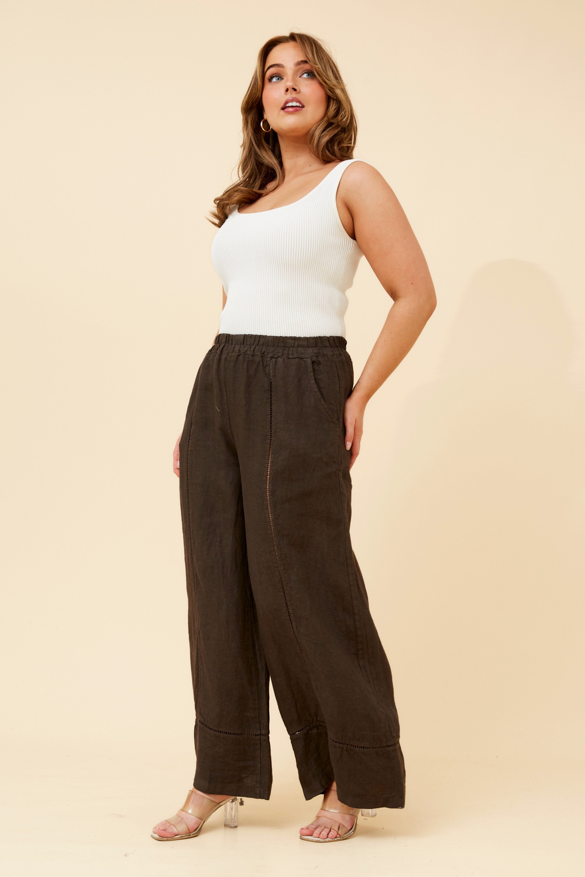 TEODORA LINEN WIDE LEG PANTS