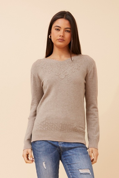 TERAH EMBELLISHED KNIT PULLOVER