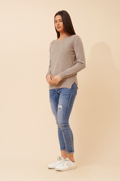 TERAH EMBELLISHED KNIT PULLOVER