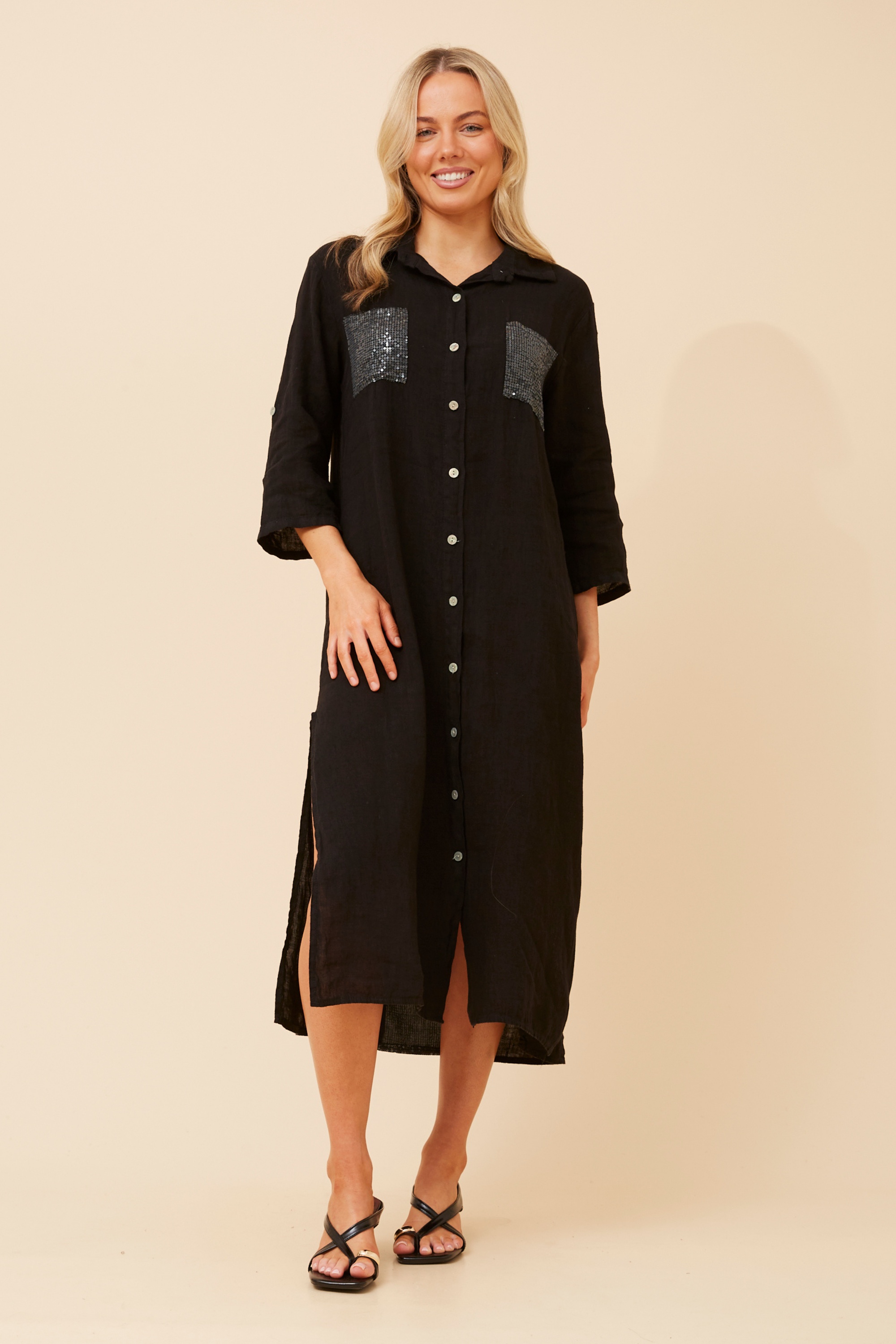 TERESIA LINEN MIDI DRESS