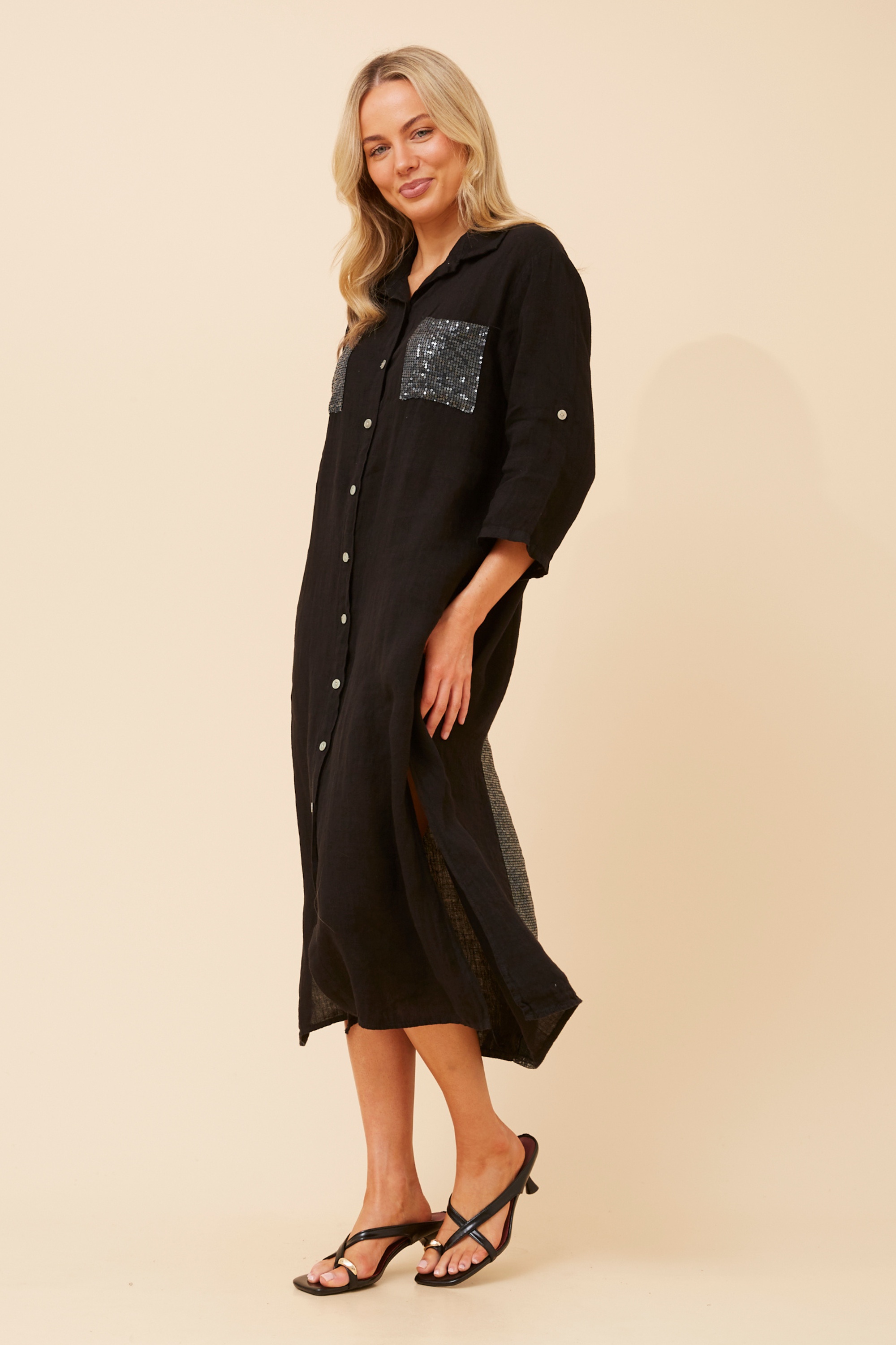 TERESIA LINEN MIDI DRESS