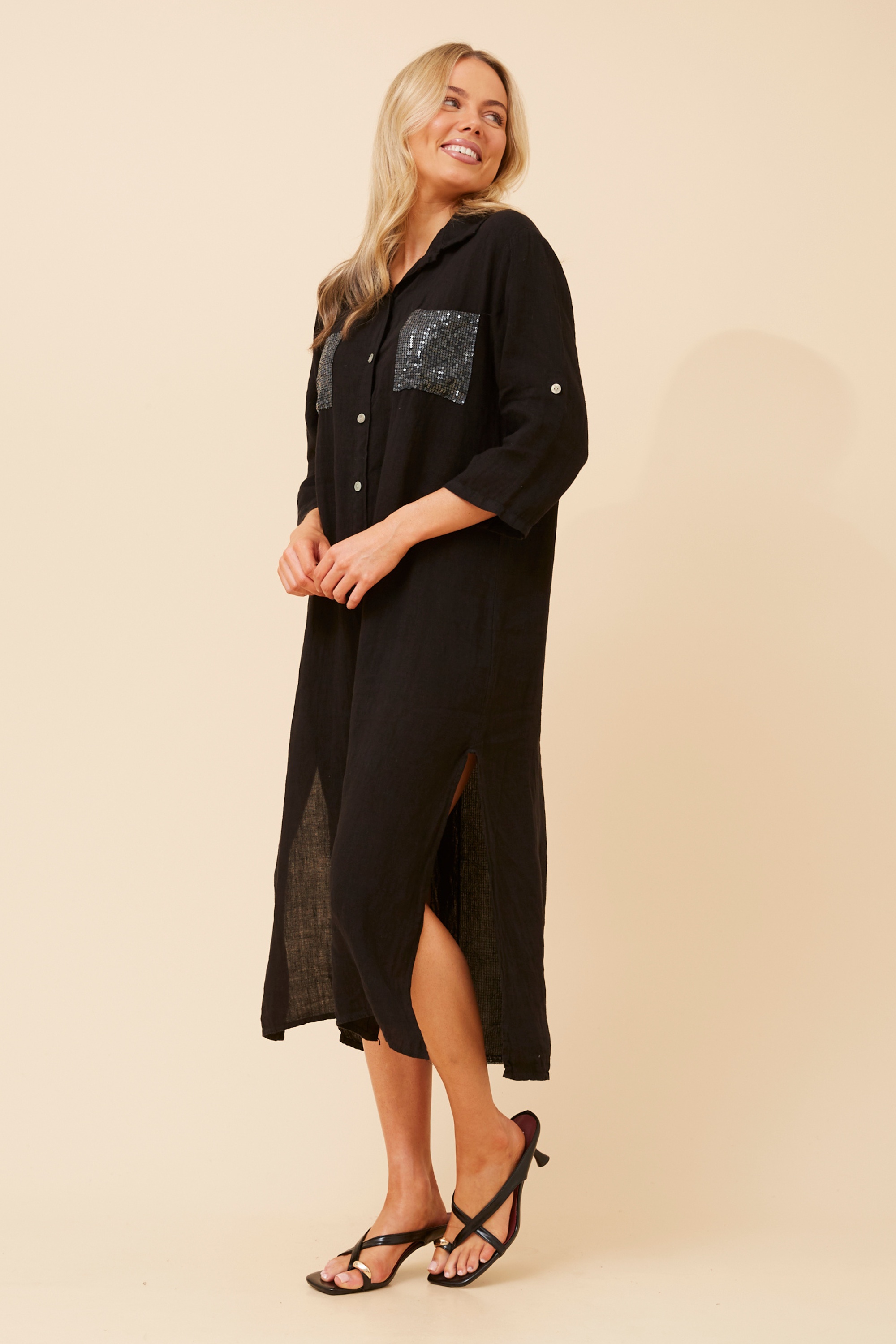 TERESIA LINEN MIDI DRESS