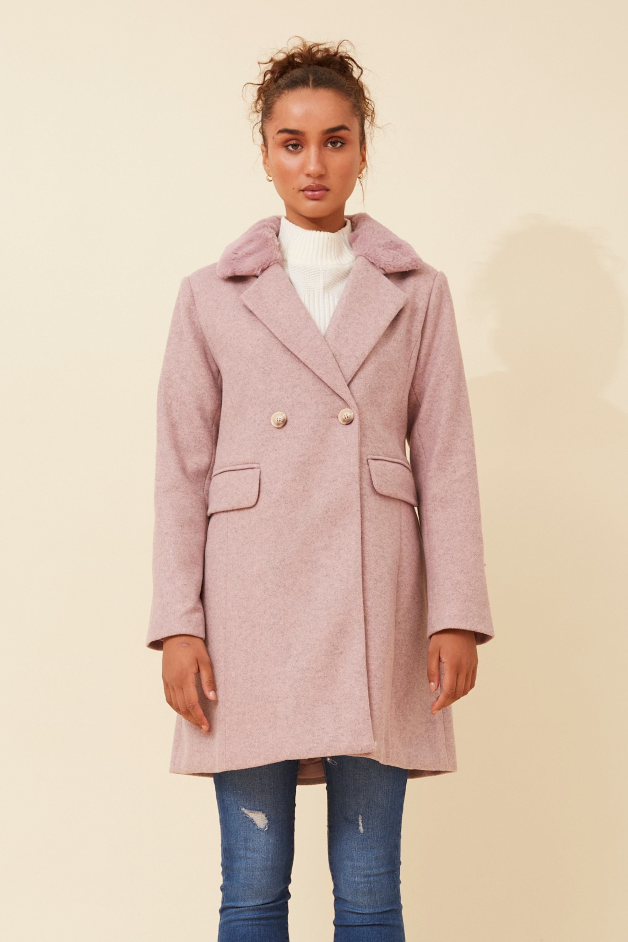 THALIA FAUX FUR TRIM COAT