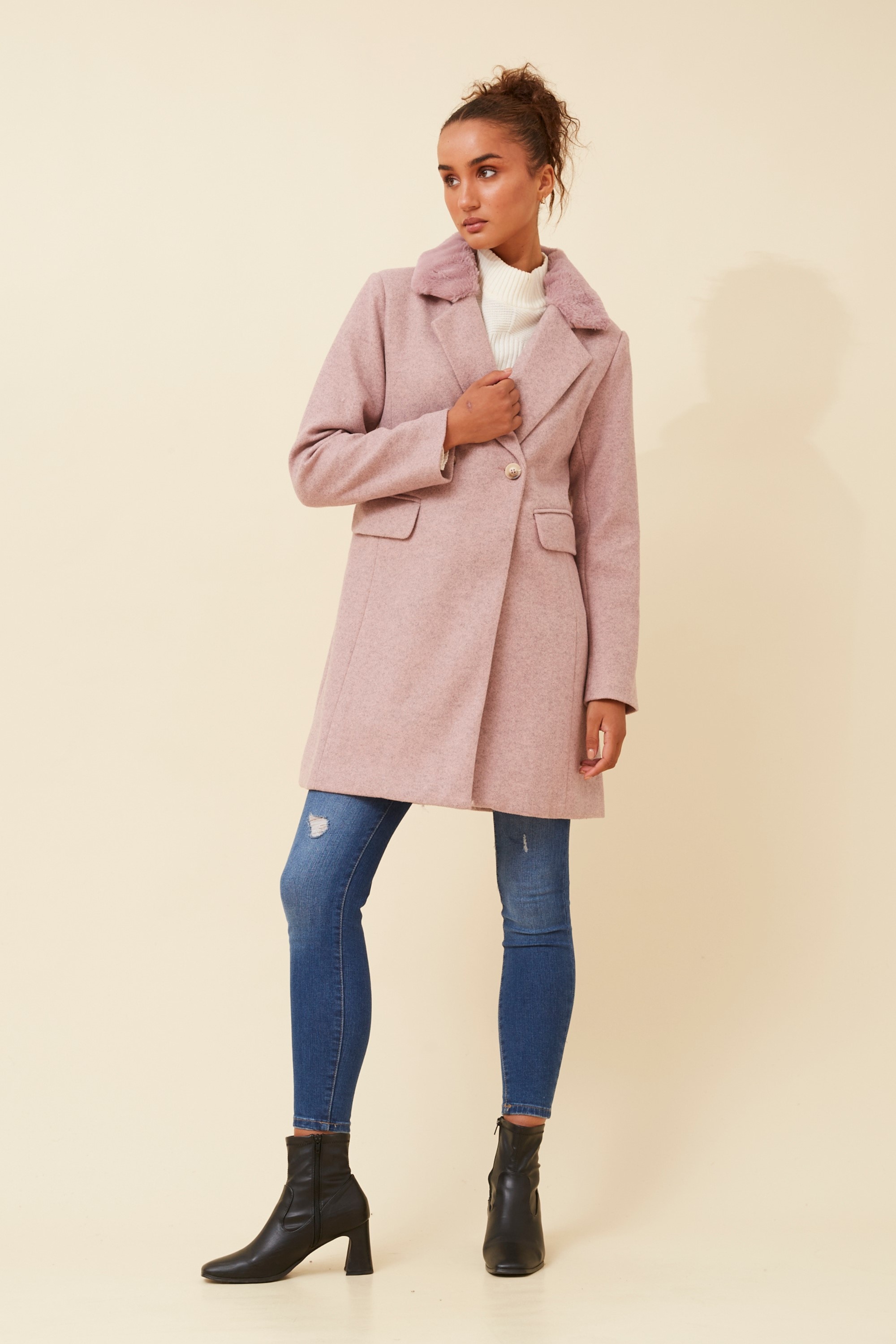 THALIA FAUX FUR TRIM COAT