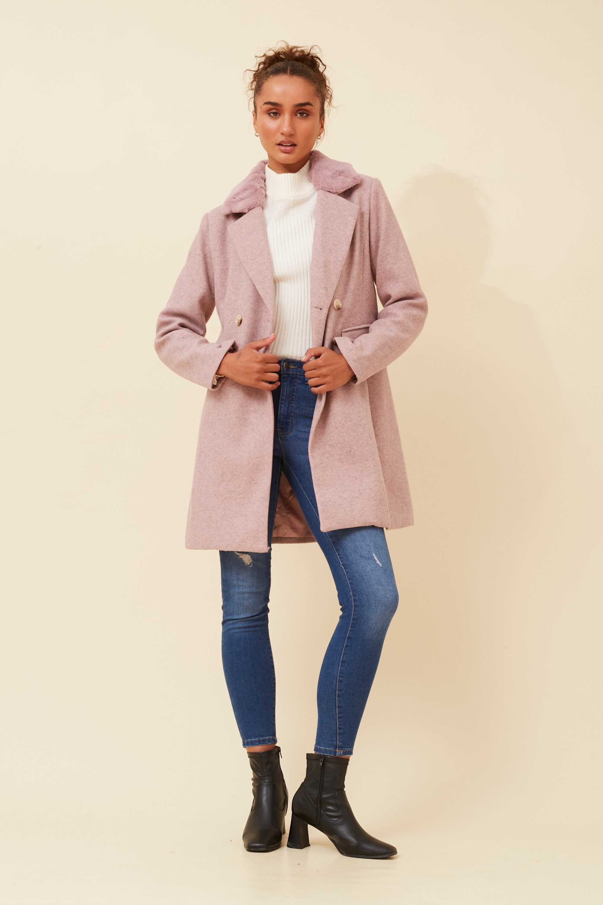 THALIA FAUX FUR TRIM COAT