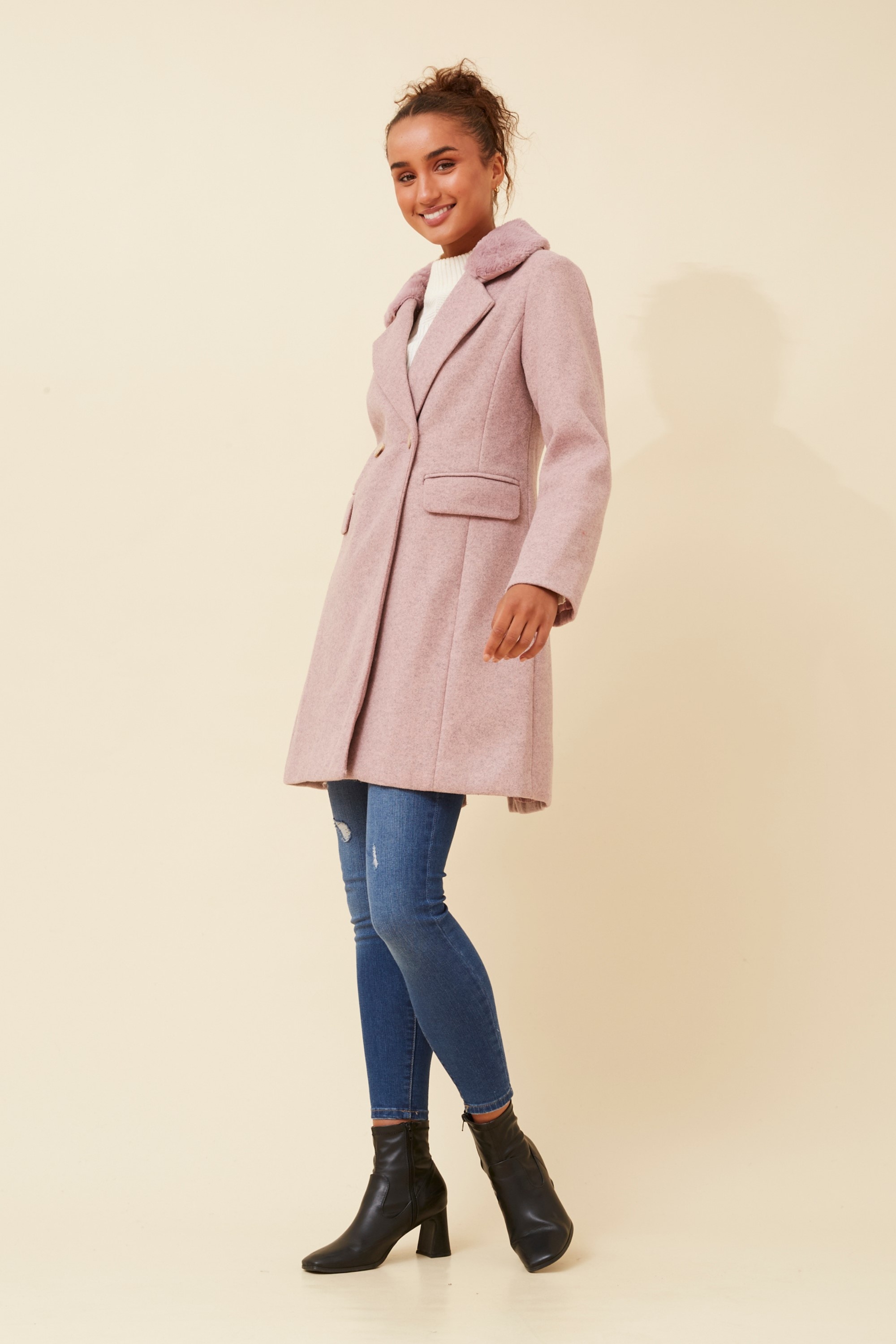 THALIA FAUX FUR TRIM COAT