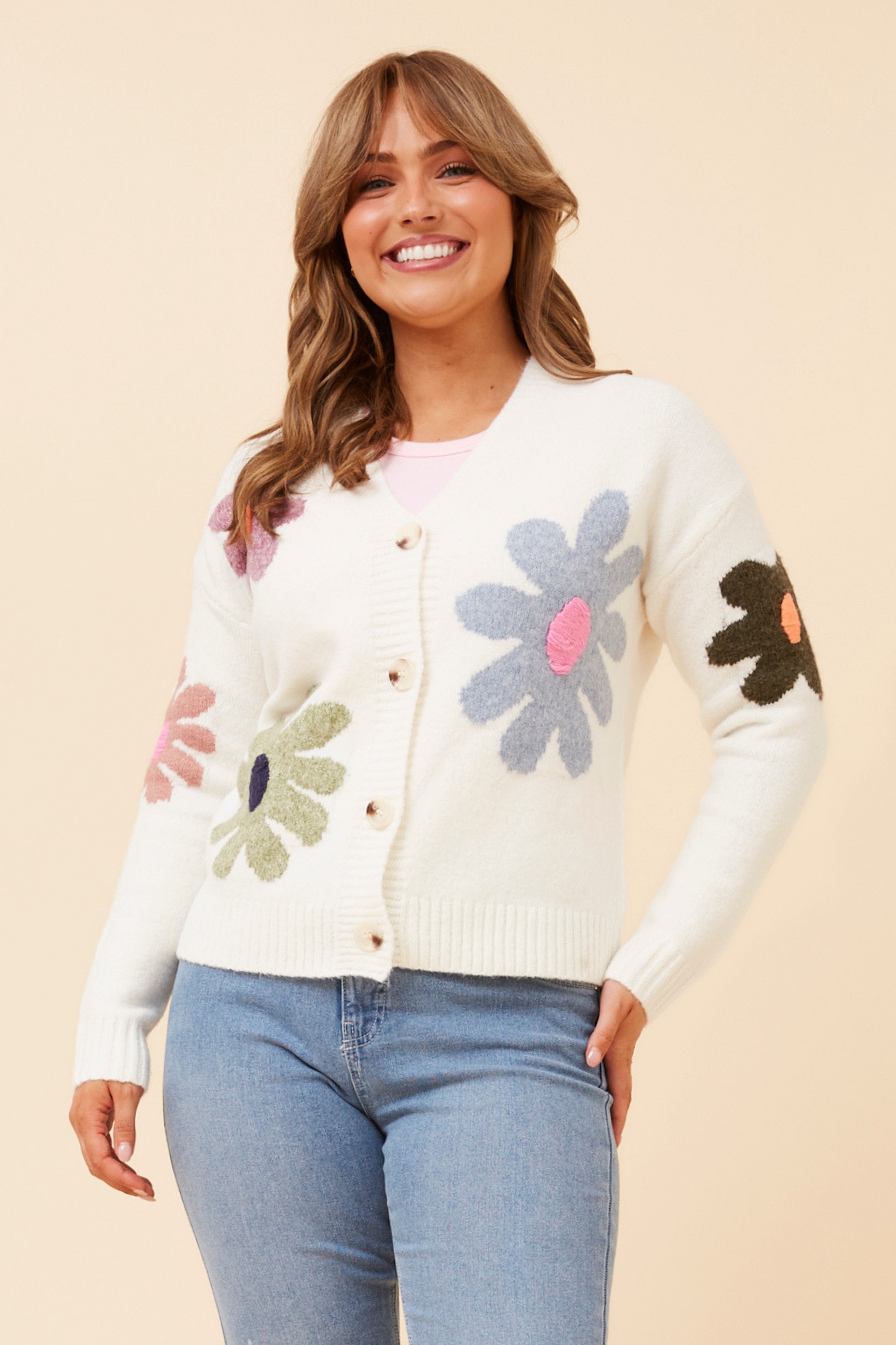 THEODORA FLORAL PRINT KNIT CARDIGAN