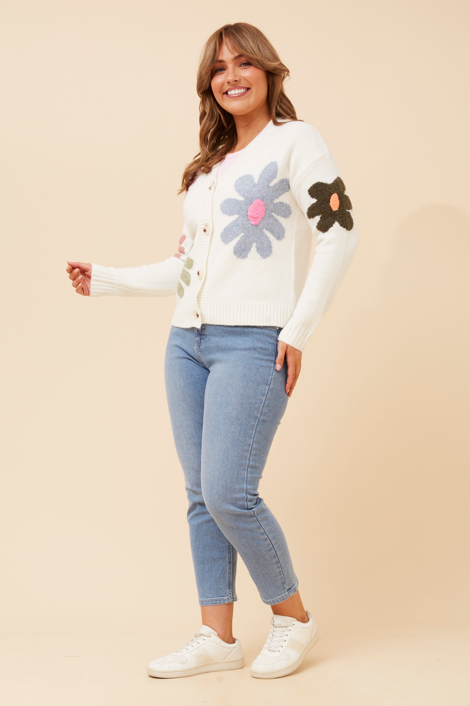 THEODORA FLORAL PRINT KNIT CARDIGAN