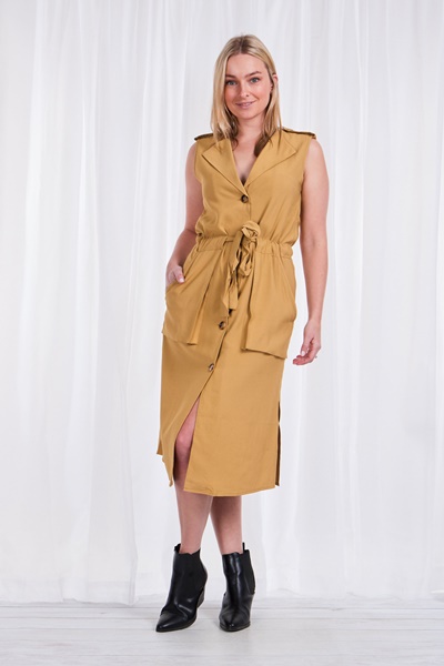 TIE- WAIST SLEEVELESS DRESS