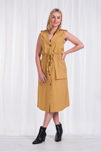 TIE- WAIST SLEEVELESS DRESS