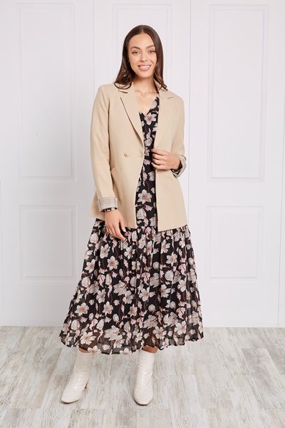 TIERED FLORAL MAXI DRESS