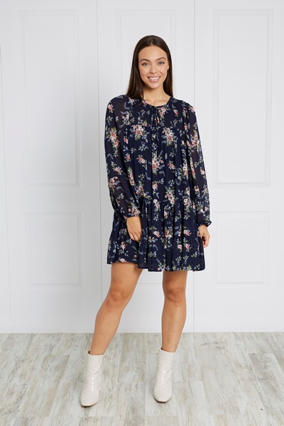 TIERED FLORAL SHORT DRESS