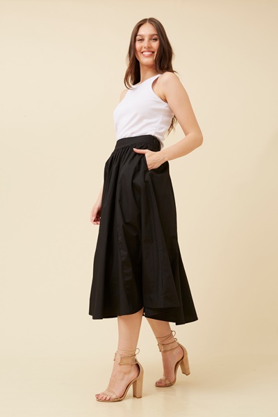 TIERNEY SOLID MIDI SKIRT