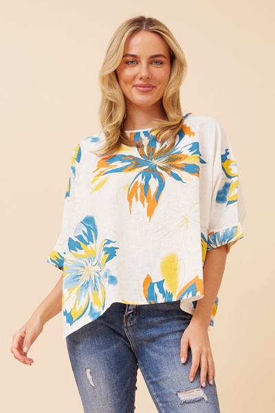 TILDA FLORAL LINEN BLEND TOP