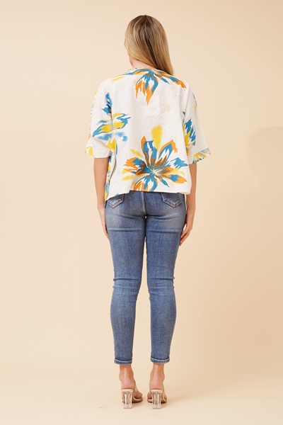 TILDA FLORAL LINEN BLEND TOP
