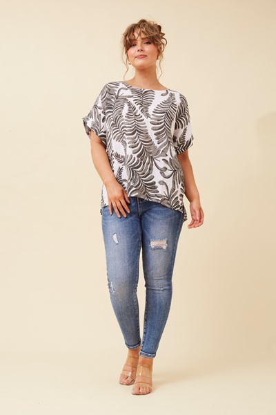 TILDA LEAF PRINT LINEN TOP