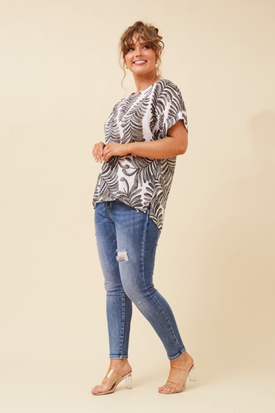 TILDA LEAF PRINT LINEN TOP