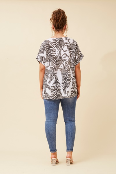 TILDA LEAF PRINT LINEN TOP