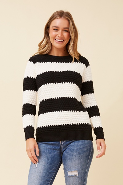 TINDRA STRIPE PRINT KNIT PULLOVER