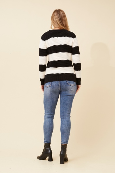 TINDRA STRIPE PRINT KNIT PULLOVER