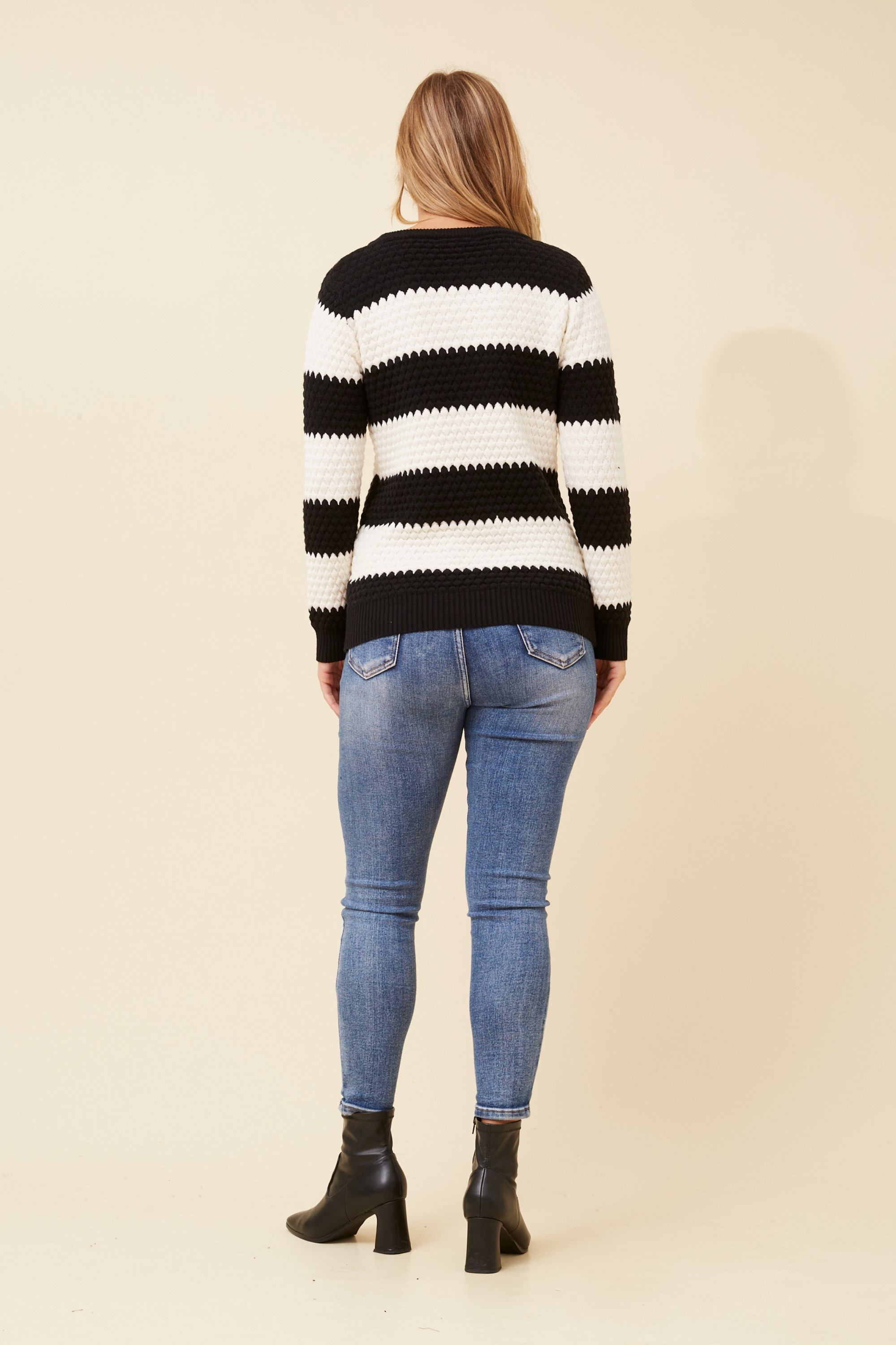TINDRA STRIPE PRINT KNIT PULLOVER