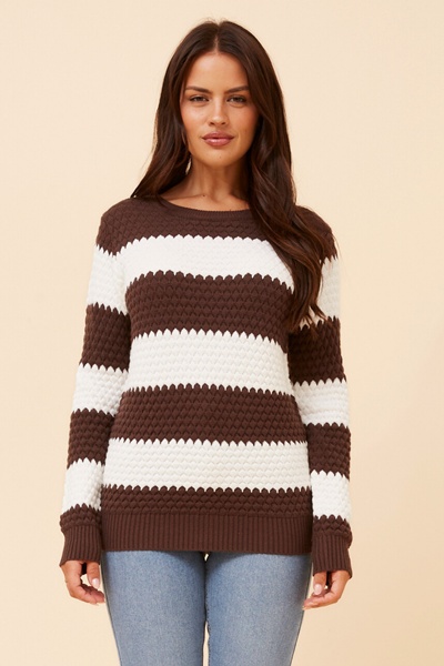 TINDRA STRIPE PRINT KNIT PULLOVER