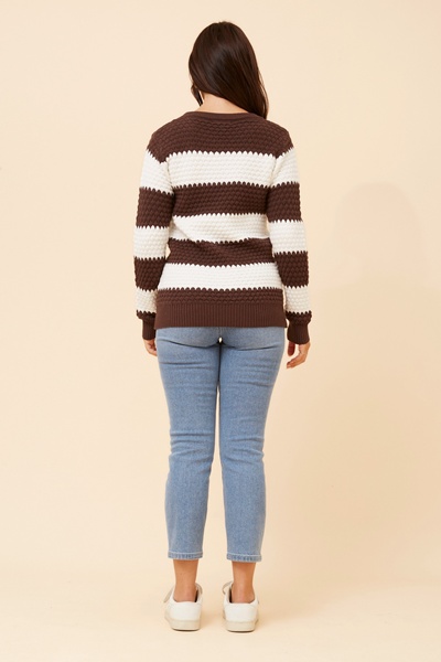 TINDRA STRIPE PRINT KNIT PULLOVER