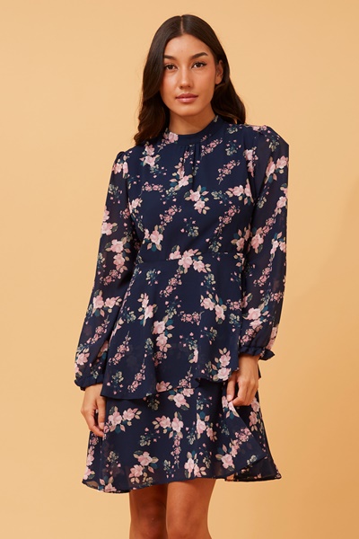 TOBI FLORAL RUFFLE DRESS