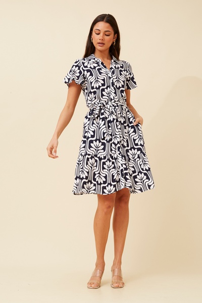 TONIA ABSTRACT PRINT  DRESS