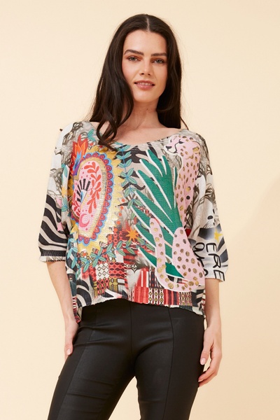 TORIN ABSTRACT PRINT KNIT PULLOVER