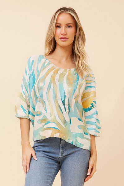 TORIN ANIMAL PRINT KNIT PULLOVER