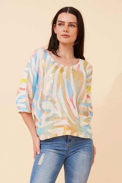 TORIN ANIMAL PRINT KNIT PULLOVER