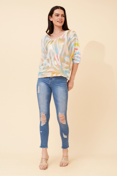 TORIN ANIMAL PRINT KNIT PULLOVER