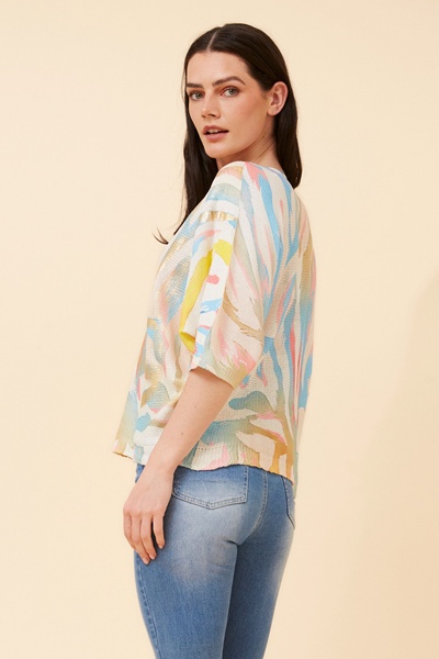 TORIN ANIMAL PRINT KNIT PULLOVER