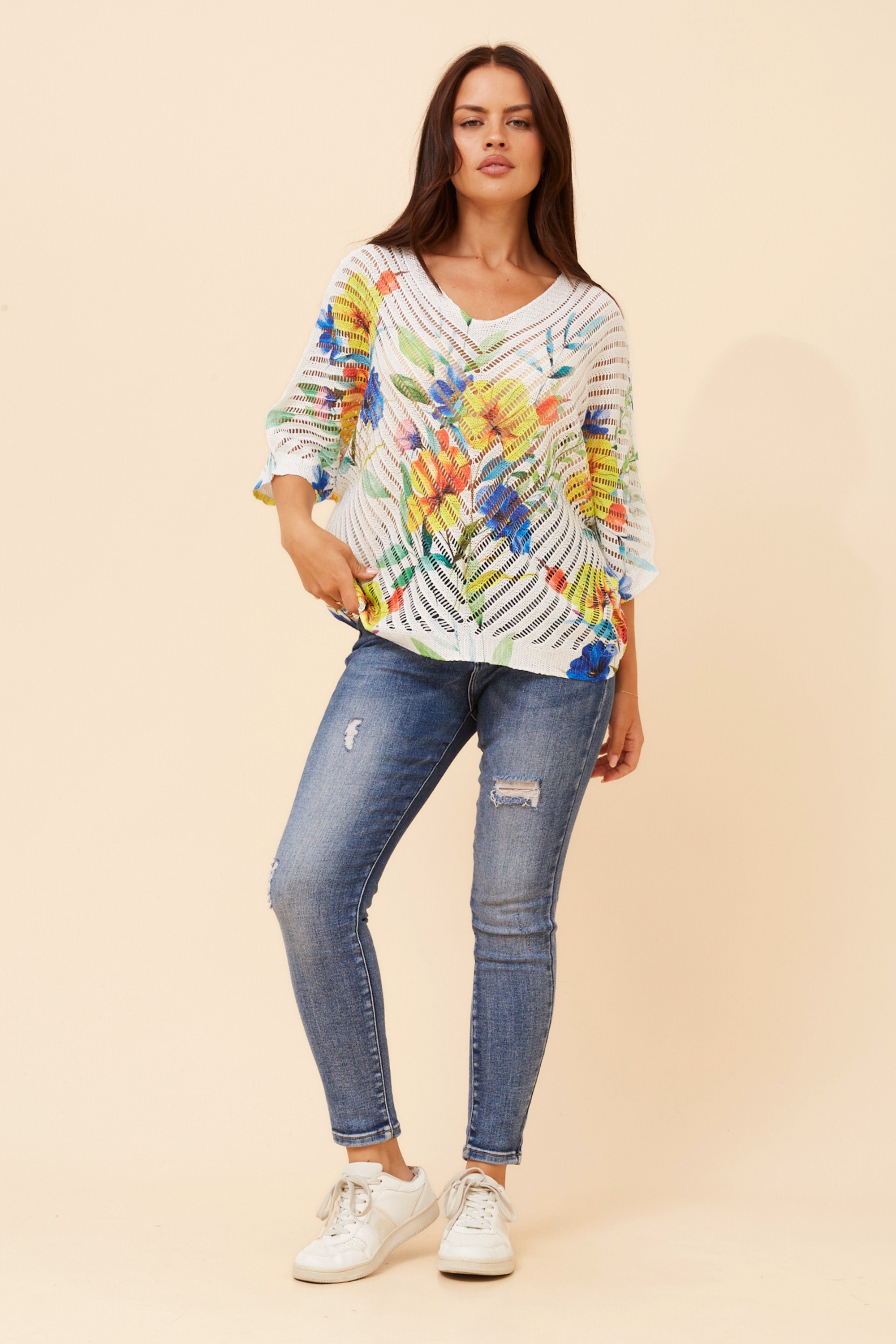 TORIN FLORAL KNIT PULLOVER