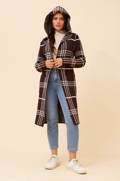 TORONTO CHECK PRINT KNIT CARDIGAN