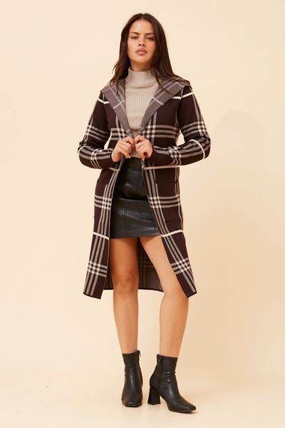 TORONTO CHECK PRINT KNIT CARDIGAN