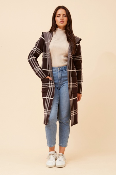 TORONTO CHECK PRINT KNIT CARDIGAN