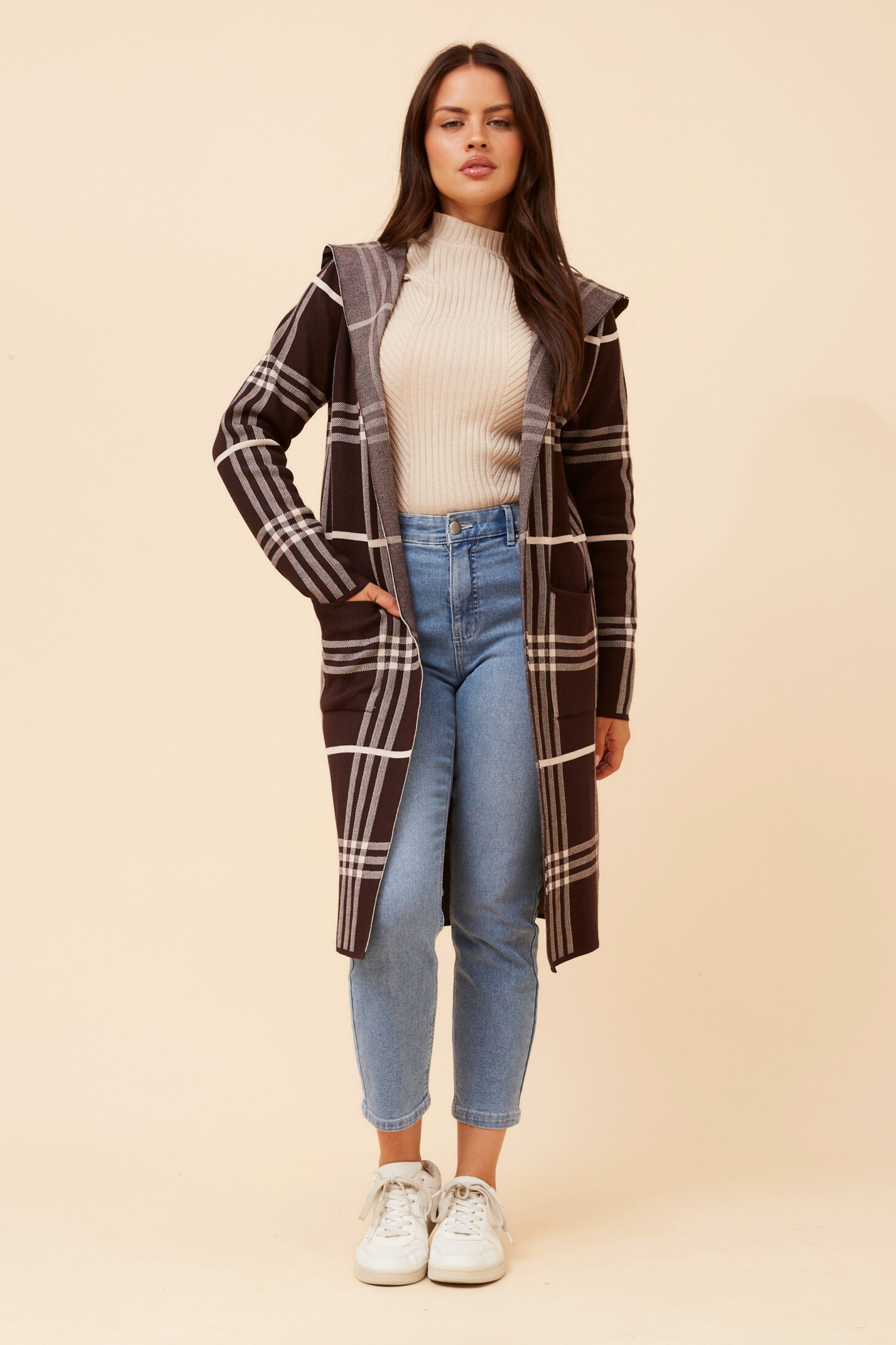 TORONTO CHECK PRINT KNIT CARDIGAN