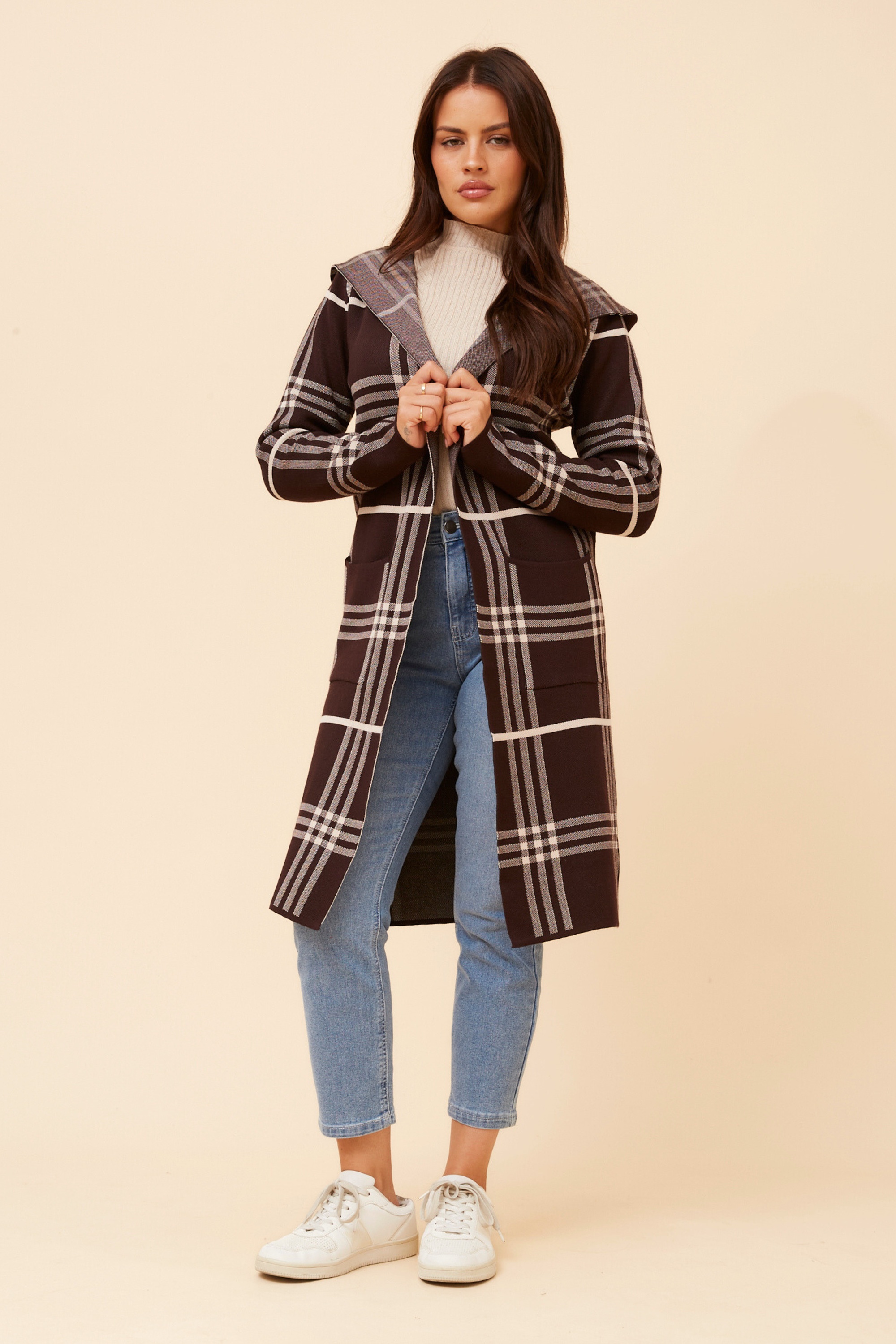 TORONTO CHECK PRINT KNIT CARDIGAN