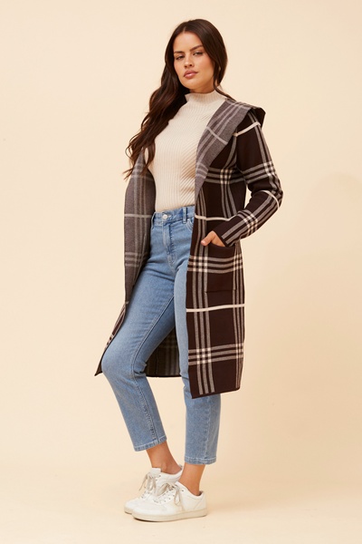 TORONTO CHECK PRINT KNIT CARDIGAN
